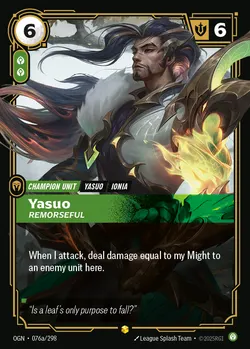 Yasuo - Remorseful – Riftbound Origins OGN-076A