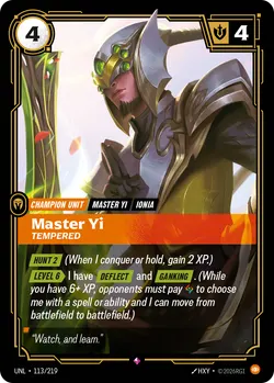 Master Yi - Tempered – Riftbound Unleashed UNL-113