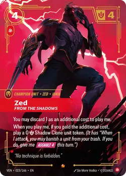 Zed, From the Shadows – Riftbound Vendetta VEN-023